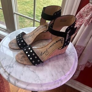 American Rag Black Studded Wedge Sandals Cork Heel Size 8